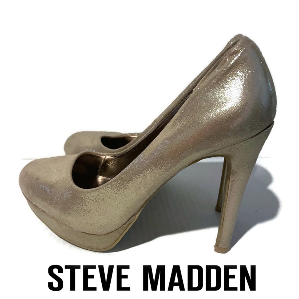 Steve Madden Caryssa Gold Glitter Heels SZ 8.5